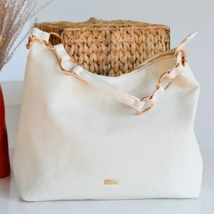 Noco Bolso Hobo piel vegana anillas blanco